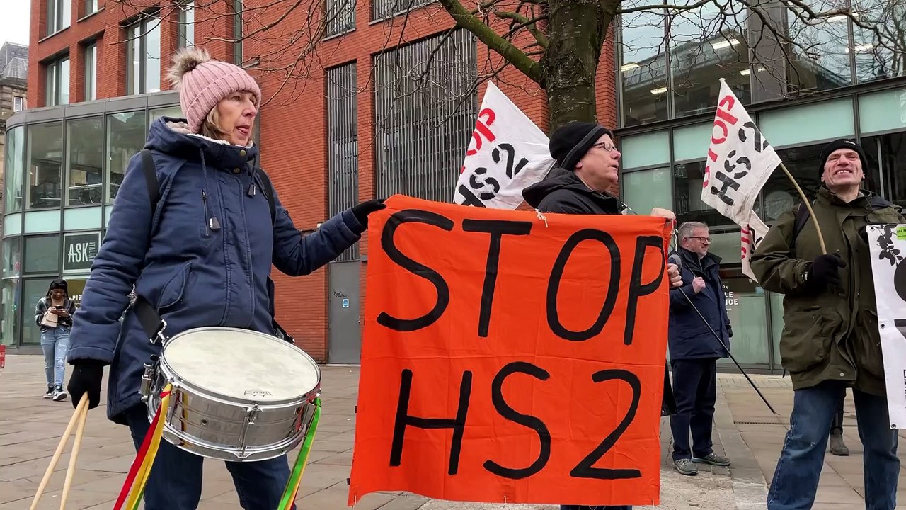 Demonstrations took place in Piccadilly Gardens against HS2