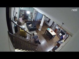 Man Bounces Down Stairs on His Back