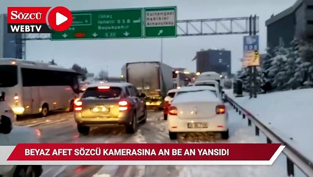 TEM Mahmutbey kesimindeki beyaz afet SÖZCÜ kamerasına an be an yansıdı