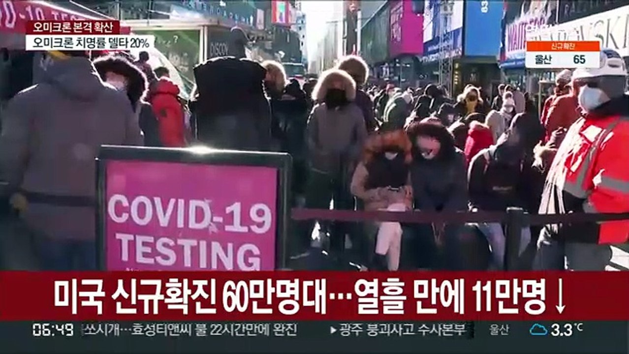 미 하루 확진자 60만명대…열흘 만에 10만명 줄어