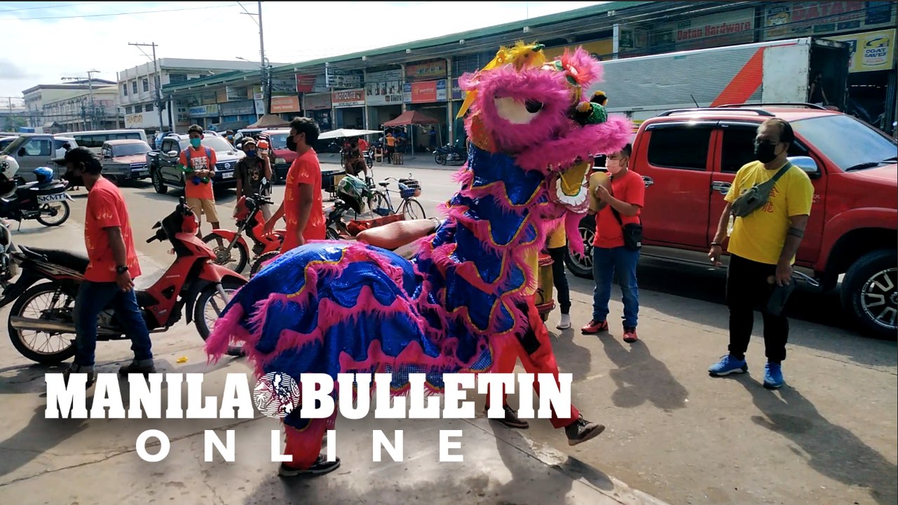 Dancers perform a traditional Lion dance before business establishments at Chinatown in Davao City