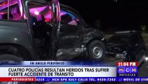 Cuatro policías resultan heridos tras sufrir accidente vial en Anillo Periférico de la capital