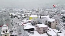 Görüntüler Bursa'dan... Saat kulesi karlar altında