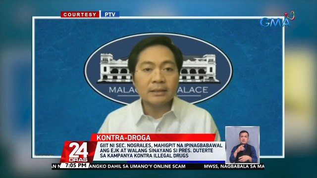 Giit ni Sec. Nograles, mahigpit na ipinagbabawal ang EJK at walang sinayang si Pres. Duterte sa kampanya kontra illegal drugs | 24 Oras