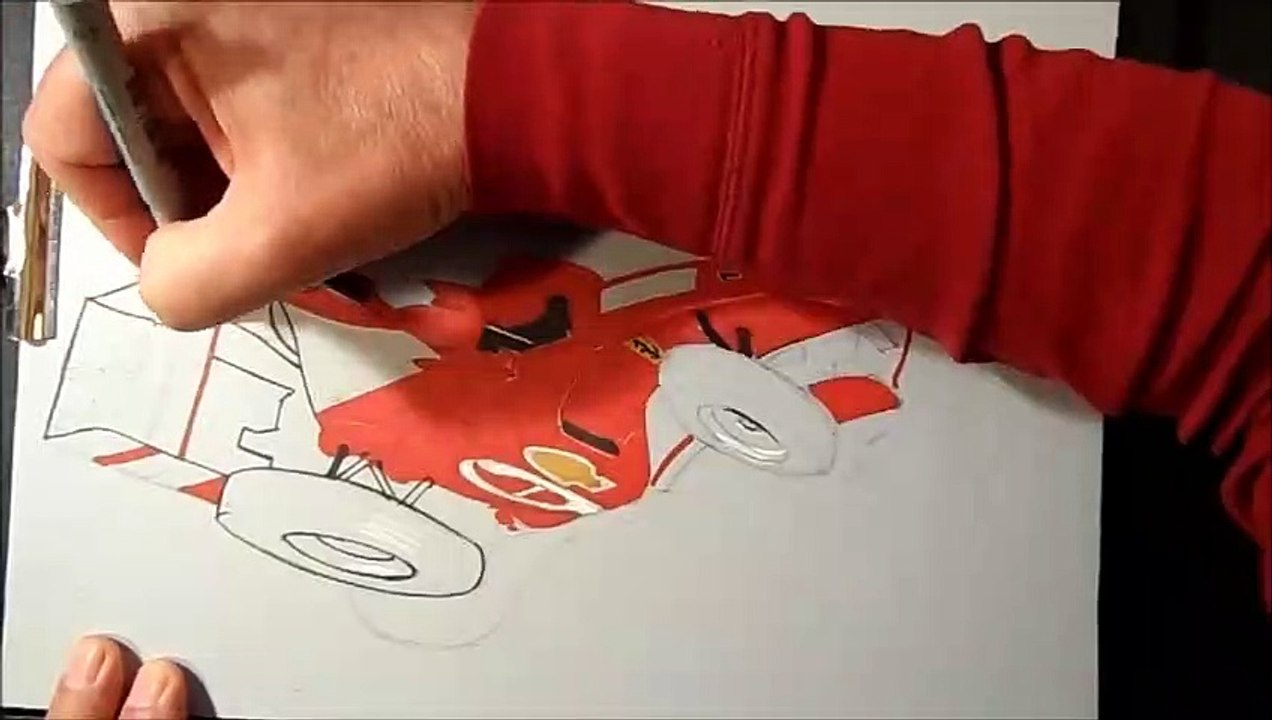 How to Draw a 3D Ferrari Formula 1 Car - Trick Art by Vamos