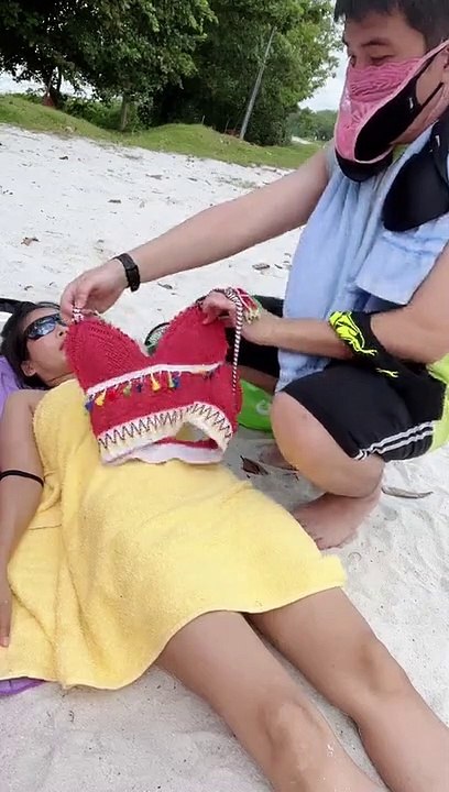 when he changed his towel - Sunbathing with yumi