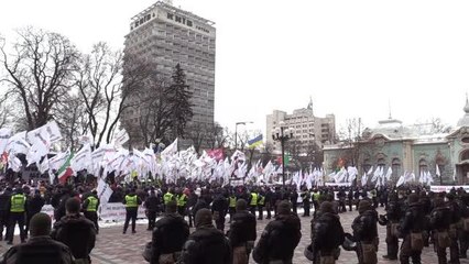 Ukrayna'da küçük iş yeri sahipleri miting düzenledi
