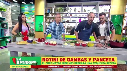 Receta Rotini de gambas y panceta