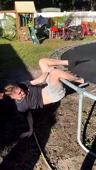 Man Jumps Through Trampoline Springs