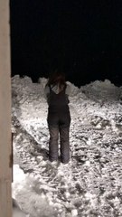 Snowmobile Kicks Snow Straight into Girlfriend