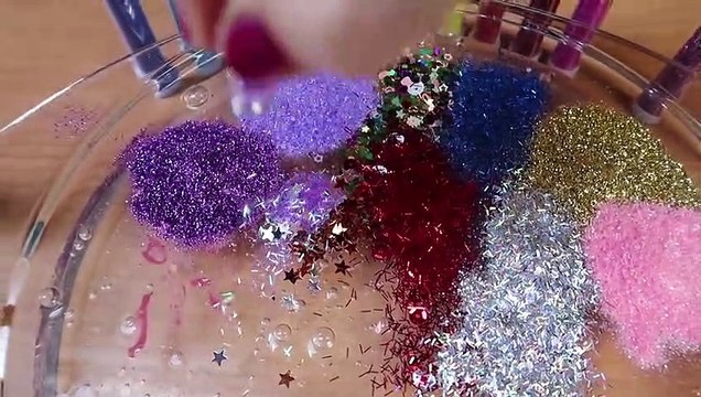 Mixing Makeup, Glitter and Mini Glitter Into Clear Slime ! MOST SATISFYING SLIME VIDEO #8