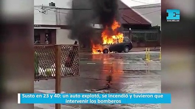 Susto en 23 y 40: un auto explotó, se incendió y tuvieron que intervenir los bomberos