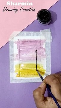 Mini Canvas Beautiful Painting | Pink sunset sky Acrylic Painting #art #Satisfying #Shorts