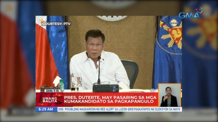 Pres. Duterte, may pasaring sa mga kumakandidato sa pagkapangulo | UB