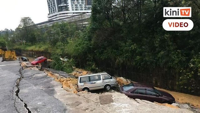 Locals save 10 cars before drain collapses near Seri Kembangan