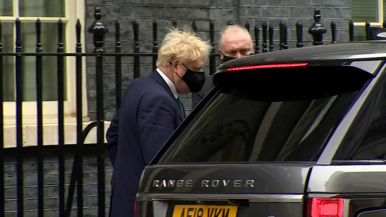 Boris Johnson departs 10 Downing Street ahead of PMQs