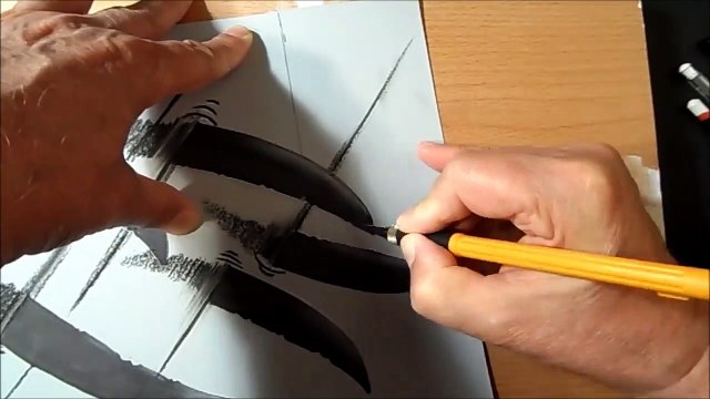 How to Draw 3D Sharks - Drawing Shark with Charcoal - Markers - Trick Art on Paper - Vamos