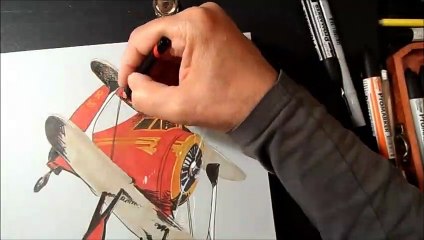 Trick art on paper- Drawing a 3D Airplane