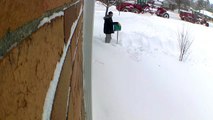 Timelapse of Husband Shoveling Snow After Massive Storm