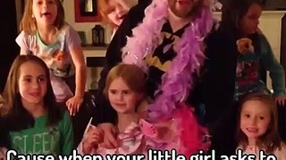 funny video of a father putting on makeup to cheer up his kids