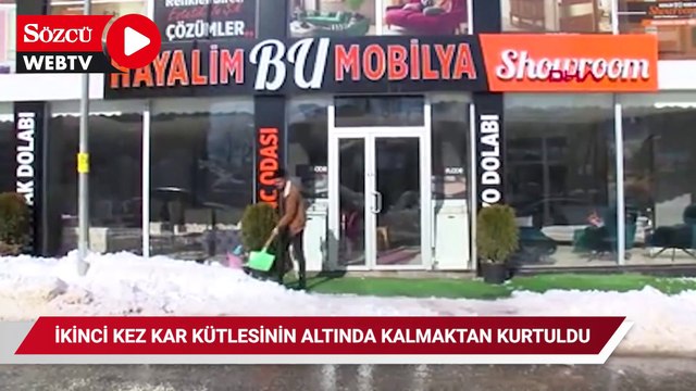 İkinci kez kar kütlesinin altında kalmaktan son anda kurtuldu