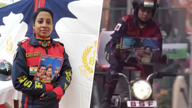 R-Day: BSF lady biker seen reading India Today magazine