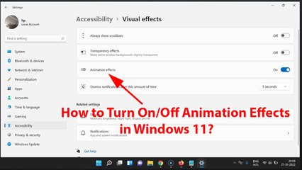 How to Turn On/Off Animation Effects in Windows 11?