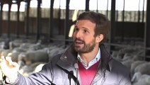 Pablo Casado, en una granja en León