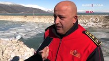 Isparta'da kente içme suyu sağlayan göl buz tutunca eksi 17 derece suya daldı