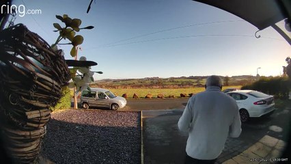 Man Slips on Black Ice on Driveway