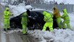 Vehicles rescued from heavy snow in Jordan