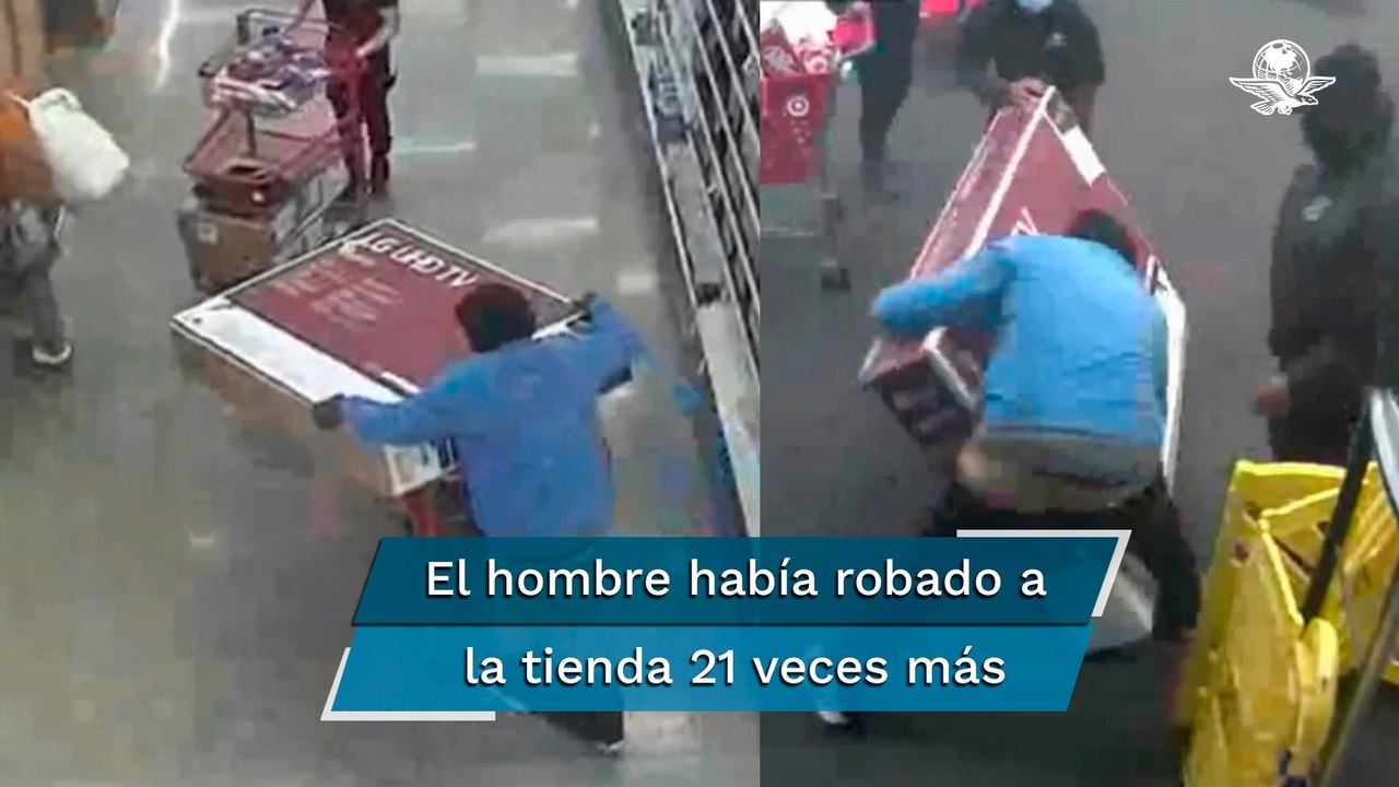 Tienda capta a hombre robando una pantalla de 70 pulgadas