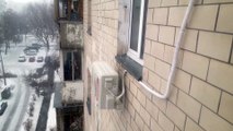 Installed an external inverter air conditioner unit on the facade of the house