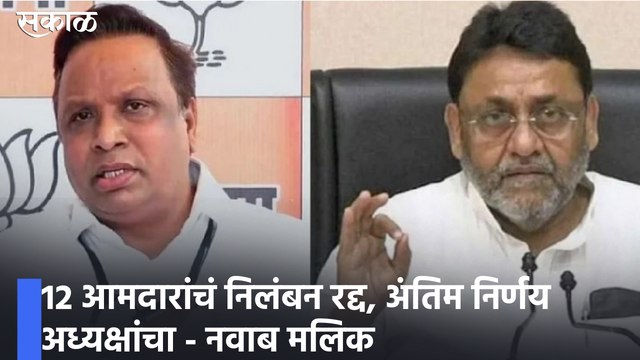 Nawab Malik X Ashish Shelar : त्या 12 आमदारांचं निलंबन रद्द, अंतिम निर्णय अध्यक्षांचा - नवाब मलिक
