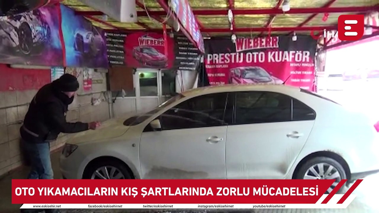 Oto yıkamacıların kış şartlarında zorlu mücadelesi