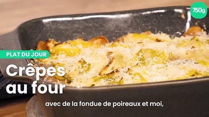 Crêpes au four à la fondue de poireaux