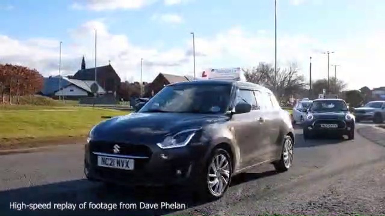 High-speed replay shows convoy protest against closure of South Tyneside driving school