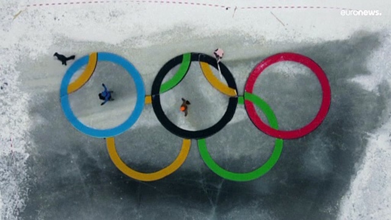 Olympische Ringe als Eiskarussell