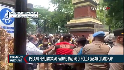 Pelaku Naik Patung Maung Lodaya saat Demo di Polda Jabar, Nangis saat Ditangkap!