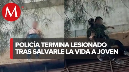 Policía que salvó a joven de un puente resultó con lesión craneoencefálica