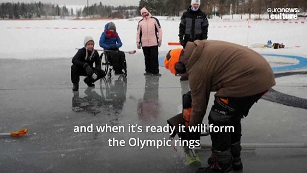 Finnish inventor builds spinning Olympic rings out of a frozen lake