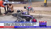 ¡Ocupantes de moto heridos tras accidente en bulevar Suyapa!