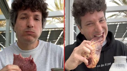 Dünya bu adamı konuşuyor! Yalnızca çiğ et yiyerek ne kadar hayatta kalabileceğini ölçüyor