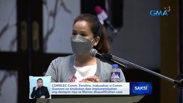 COMELEC Comm. Ferolino, inakusahan si Comm. Guanzon na sinubukan daw impluwensiyahan ang desisyon niya sa Marcos disqualification case | Saksi