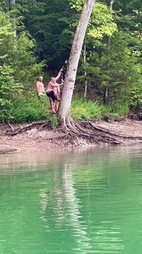 Rope Swing Fail Ends in Painful Fall