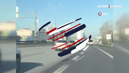 Maltepe’de pes dedirten görüntü!  E-5'te otomobilin tehlikeli taşıma yöntemi kamerada
