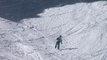 Frustrated Skier Slides Downhill on One Ski After Crashing