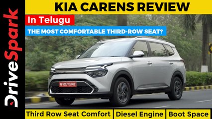 Kia Carens Telugu Review | Third Row Seat Comfort, Diesel AMT Performance Boot Space & Features