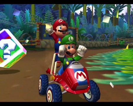 GameCube Gameplay - Mario Kart Double Dash - Dino Dino Jungle - Mario and Luigi
