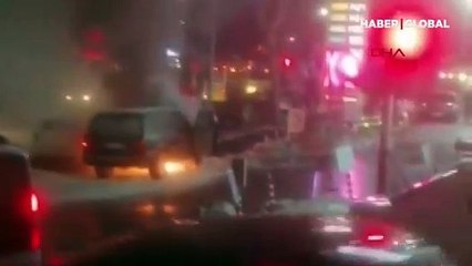 Bağcılar'da akaryakıt istasyonu önünde panik anları kamerada!